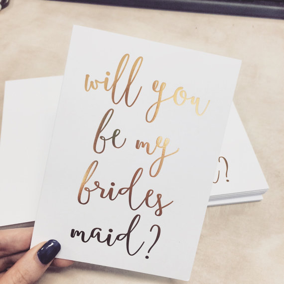 Mariage - Gold foil Cards - Will you be my bridesmaid card - gold foil