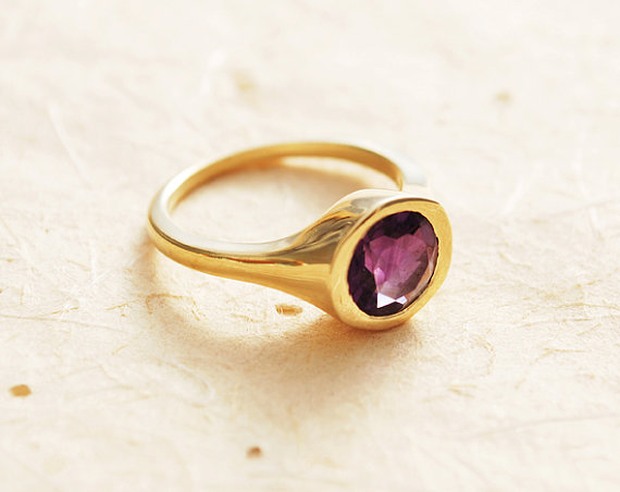 زفاف - 14K gold ring , amethyst ring , solitaire gold ring , engagement gold ring , gold ring with stone