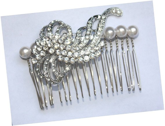 Hochzeit - Bridal Hair piece - Rhinestone Swarovski Pearls Wedding Bridal Headpiece