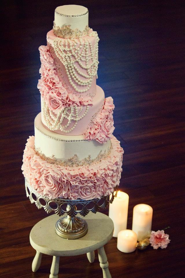 Hochzeit - Ruffle,Pleated And Petal Wedding Cakes
