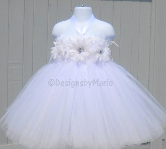 Свадьба - White tutu dress PICK ANY SIZE White Pageant dress Size 6t 6x 6 7 8 White flower girl dress Pageant wear White tutu dress White tulle dress