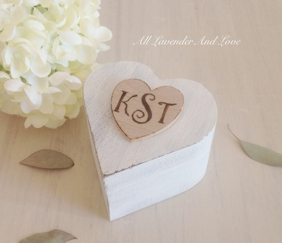 Wedding - Ring Bearer Box with ring bearer pillow, personalized heart box