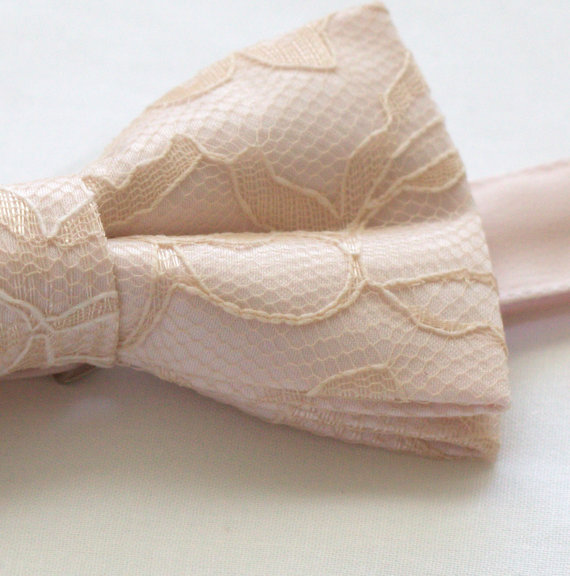 زفاف - Blush/Light Pink with Champagne Lace Bow Tie - Blush Lace Bow Tie - Blush Bow Tie - Light Pink Bow Tie - Pink Bow Tie - Adult - Baby - Pets