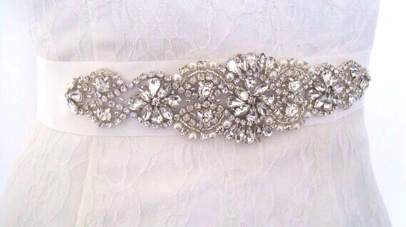 Mariage - Crystal Bridal sash wedding belt , Kim