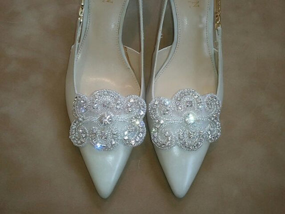 زفاف - Wedding Shoe Clips - Bridal & Bridesmaids Shoe Clips - Dazzeling Crystal Rhinestone - Style S104