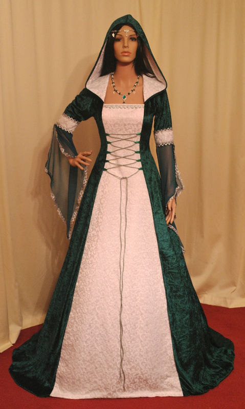 Свадьба - medieval dress, handfasting dress, renaissance dress, celtic wedding dress, elven dress, green wedding dress, custom made