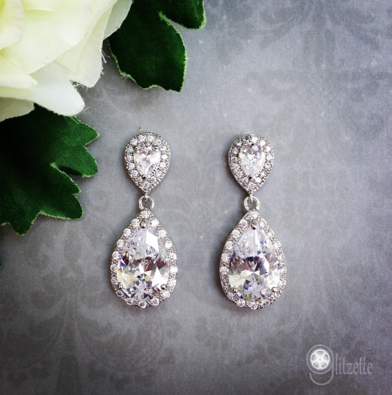 Hochzeit - Crystal Bridal Earrings, Crystal Wedding Earrings, Dangle Bridal Earrings, Teardrop Bridal Earrings, Mother of the Bridal Earrings
