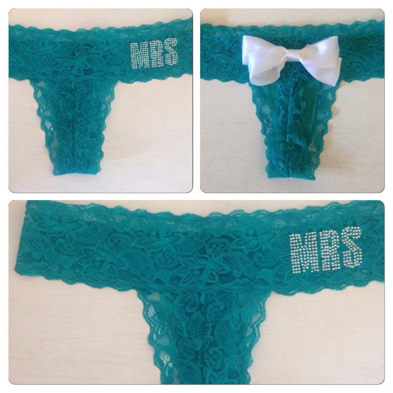 Hochzeit - Bridal Lace something  blue panties/ Bow/ lace panties /big bow/ Rhinestone Mrs/Mrs panties