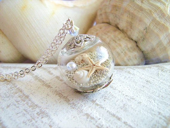 Wedding - Starfish Necklace, Seashell Necklace, Starfish Jewelry, Beach Wedding Jewelry, Bridesmaids Necklace