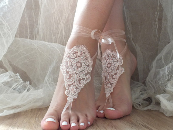 Wedding - Blush wedding Barefoot Sandals, beach shoes, bridal sandals,  barefoot sandles, salmon sandals, wedding shoes, summer wear, handmade