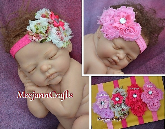 Wedding - Select a Color.. Babies to Growing Girls Headband.. Pink Shabby Chic Headband.. Photography  Props..Baby Shower Gift