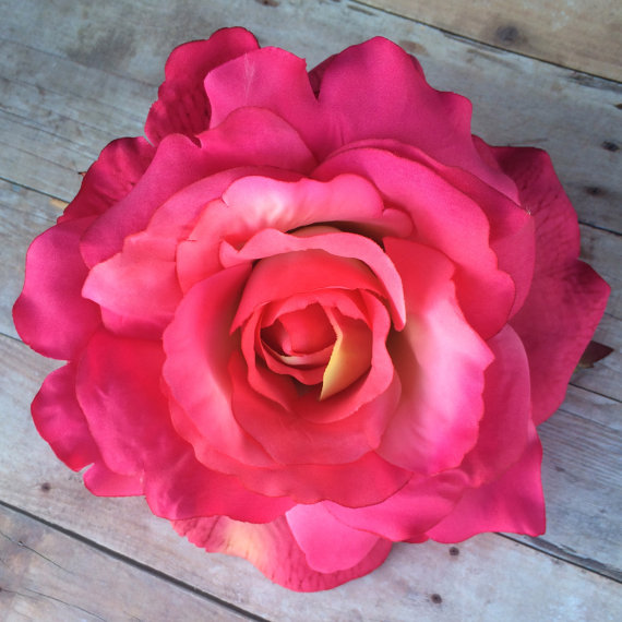 Wedding - Pink Ombre Rockabilly Rose Flower hair clip