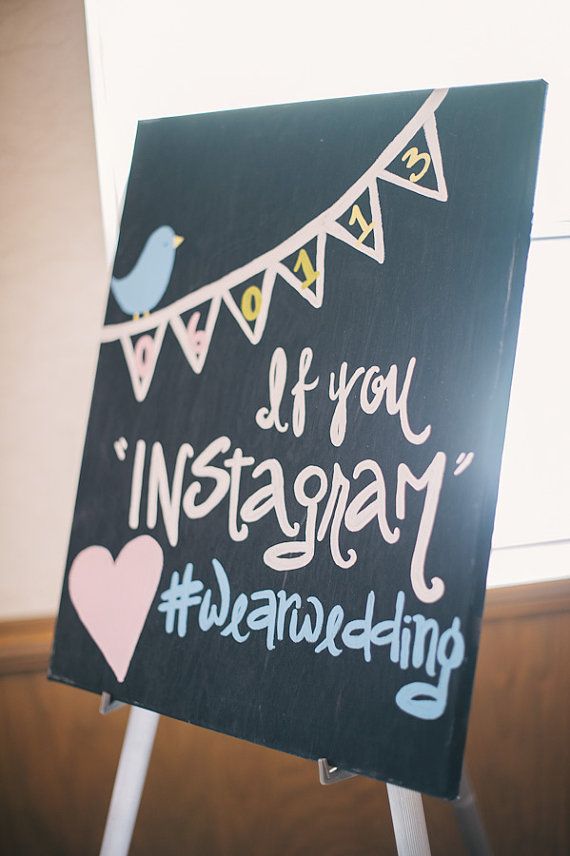 Hochzeit - Handpainted Instagram Wedding Sign