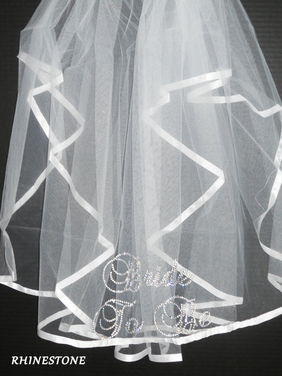 Wedding - Rhinestone Bachelorette Veil,  Bachelorette Veil, Bridal Veil, Monogrammed Veil By Sashanation