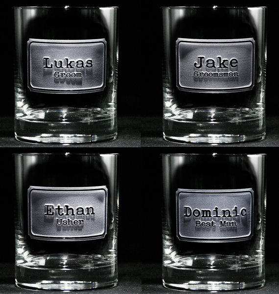 Hochzeit - Personalized Groomsman Whiskey Scotch Glasses, Groomsmen Gifts, Set of 8