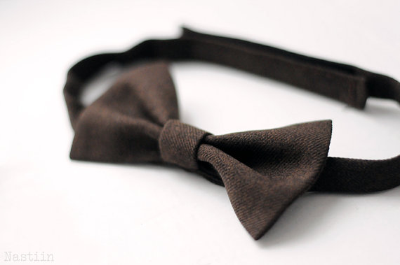 Wedding - Brown bow tie Mens brown wool bowtie Adult brown bow tie Groomsmen bow ties Groom bow tie Pre tied bow tie for men Summer outfit accessories