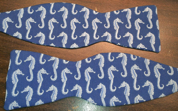 زفاف - Blue Seahorse Bow Tie, Hair Clip, Headband or Pet Bow Tie