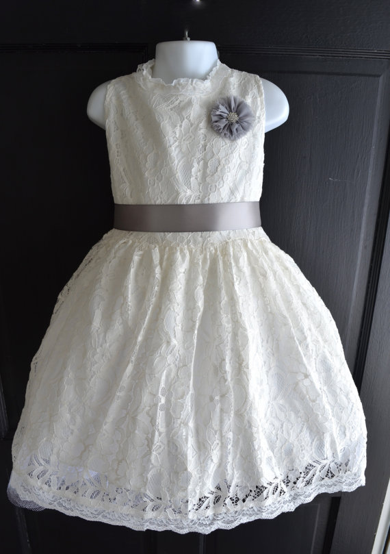 Hochzeit - Ivory Lace Flower Girl Dress, Lace dress,  Wedding dress, bridesmaid dress,  Vintage Style Dress Shabby chic