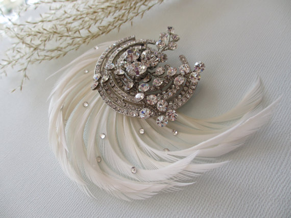 Hochzeit - Art Deco Hair Clip - 1920’s 1930’s Vintage Inspired Bridal Hair Clip, Hair Comb, Bridal & Wedding Hair Fashions, Ivory hair accessories