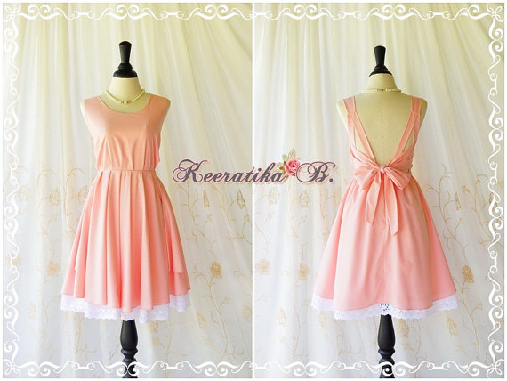 زفاف - A Party Dress V Dress Old Rose Pink Dress With White Lace Hem Backless Dress Prom Party Dress Wedding Bridesmaid Dresses Custom Made XS-XL