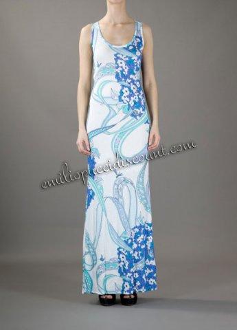 زفاف - Sale EMILIO PUCCI Floral Print Sleeveless Maxi Dress Blue [Floral Print Maxi Dress] - $208.99 : Emilio pucci dresses online outlet,discount pucci dresses on sale!