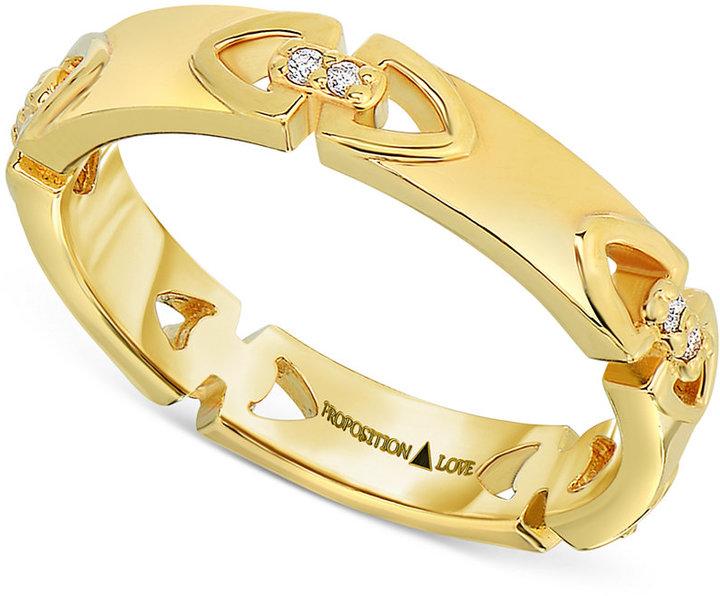 زفاف - Proposition Love Women's Diamond Accent Triangle Motif Ring in 14k Gold