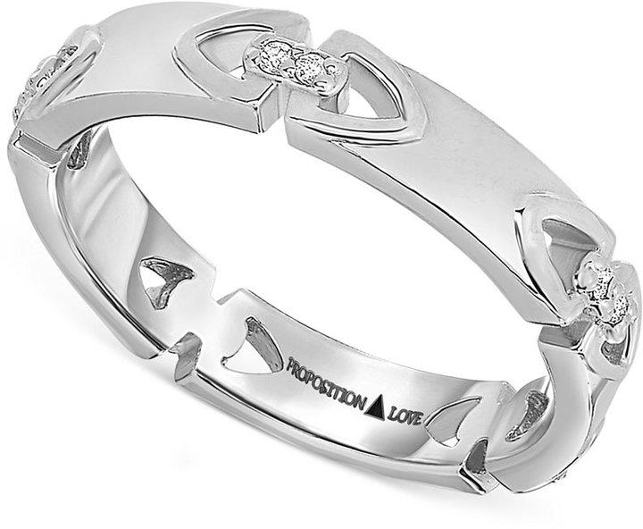 Mariage - Proposition Love Diamond Triangle Motif Women's Wedding Band in 14k White Gold (1/10 ct. t.w.)