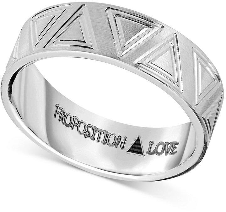 زفاف - Proposition Love Women's Triangle-Accent Wedding Band in 14k White Gold