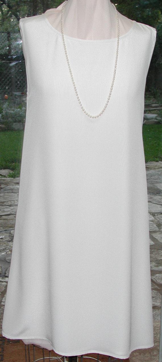 زفاف - Reversible Bridal, WHITE SILK DRESS SImple, Casual, Wedding, Fine Finishing,  size 8-10