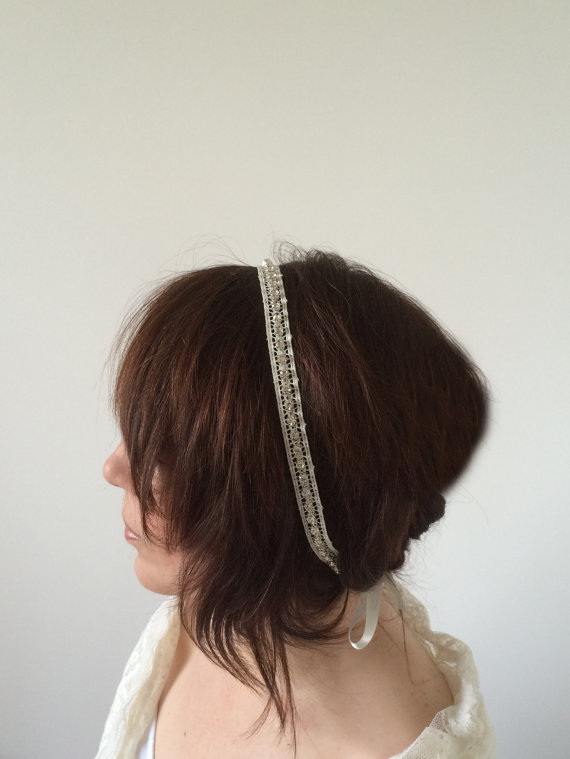 Hochzeit - Bridal Headband, Lace Rhinestone Headband, Wedding Hairband, Bridesmaid Headpiece, ReddApple, Fast Delivery