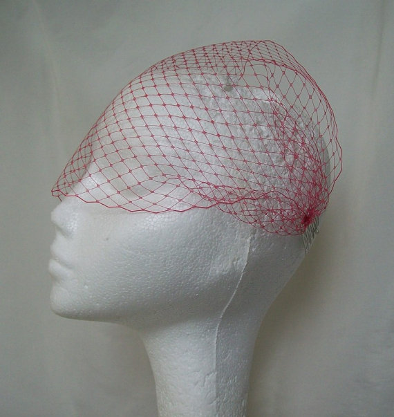 Wedding - Birdcage Bandeau Wedding Bridal Fine Russian Veil Many Colours Available - Comb Attachment - Custom Made to Order
