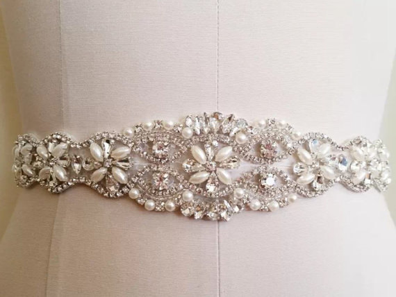 Hochzeit - Wedding Sash Belt, Bridal Sash Belt - Crystal Sash Belt