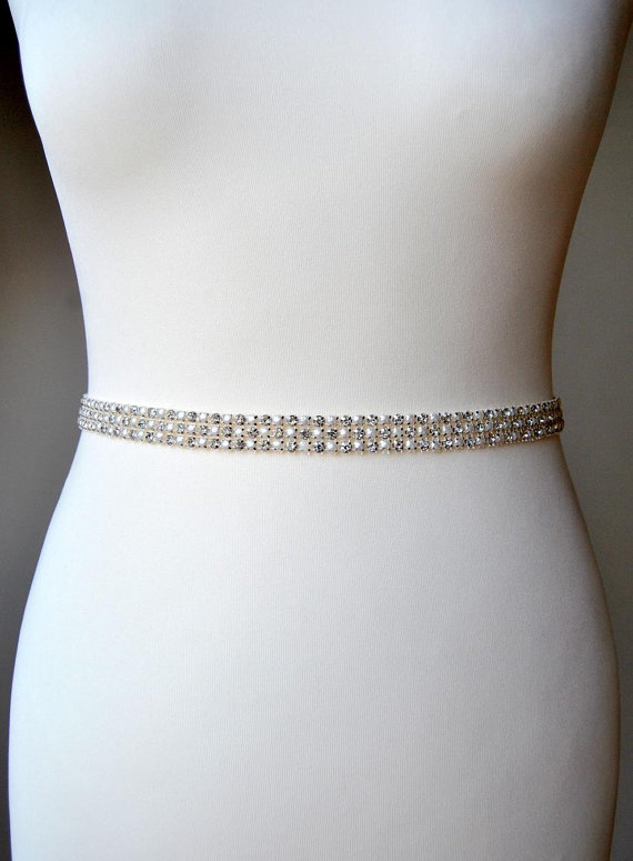 Mariage - Stunning Pearls Crystal Bridal Sash -3 rows,Wedding Dress Sash Belt,Rhinestone Sash, Wedding Rhinestone Bridal Bridesmaid Dress Sash Belt