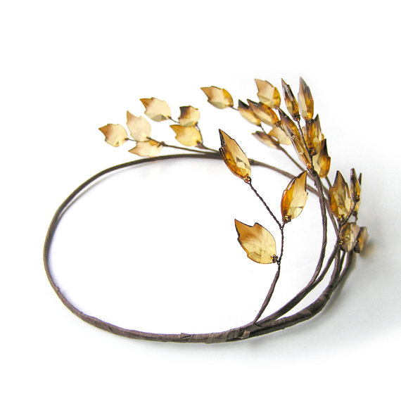 Hochzeit - Leaf Crown, Leaf Hair Wreath, Greek Leaf Headband, Bridal Hair Wreath, Rustic Wedding Hair Accessories, Music Festival Headband, Halo