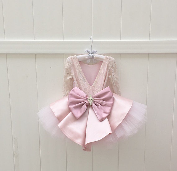 Hochzeit - ELLEN DRESS - Flower Girl Dress - Lace Dress - Tea Party Dress - Big Bow Dress - Tutu Dress - Wedding Dress by Isabella Couture