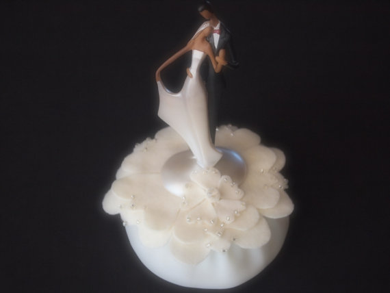 Wedding - Wedding Cake Topper Ivory Bride and Groom