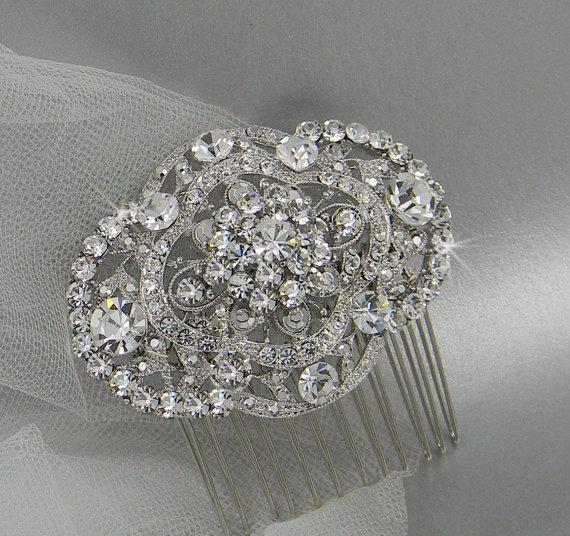 Mariage - Crystal hair comb, Rhinestone wedding comb, Swarovski crystals, vintage style hair accessory,  Candace Hair comb