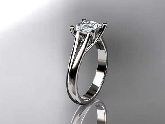 Mariage - 14kt white gold diamond unique engagement ring,wedding ring, solitaire ring with moissanite center stone ADER143