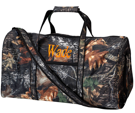 Mariage - Personalized Camo Duffle bag zippered Monogrammed Wedding Groomsmen Best Man Gift for him Camo