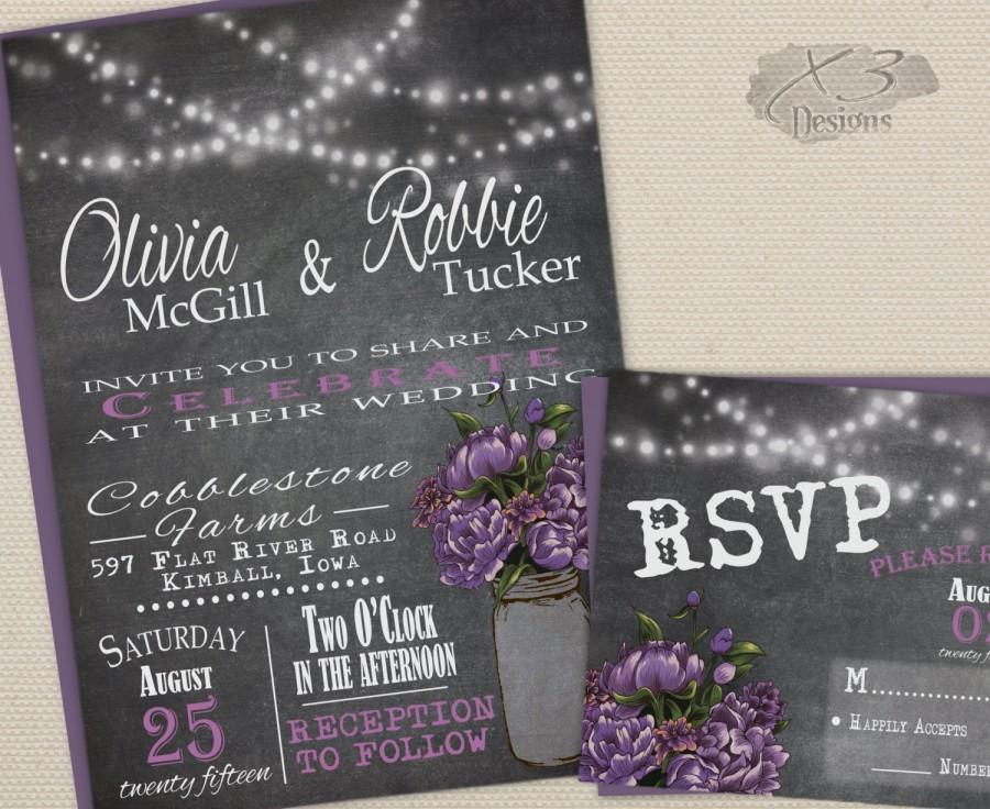 Hochzeit - Rustic Mason Jar Wedding Invitation