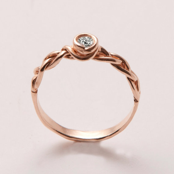 Hochzeit - Braided Engagement Ring - Rose Gold engagement ring, unique engagement ring, wedding band, celtic engagegment ring