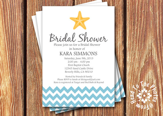 Hochzeit - Beach Bridal Shower Invitations
