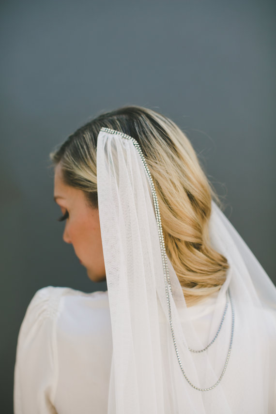 Wedding - Draped Veil, Rhinestone Draped Veil, English Net Veil, Wedding Veil, Bridal Veil, Embellished Bridal Comb, Bridal Hair Accessories #1570