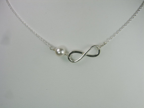 Wedding - Infinity Bridesmaid Necklace - Pearl Infinity Necklace - Bridal Necklace - Wedding Jewelry Bridesmaid Jewelry Gift
