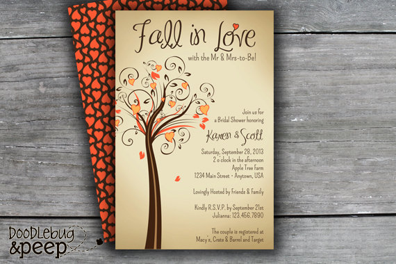 Wedding - Fall in Love - Bridal Shower Invitation - DIGITAL FILE