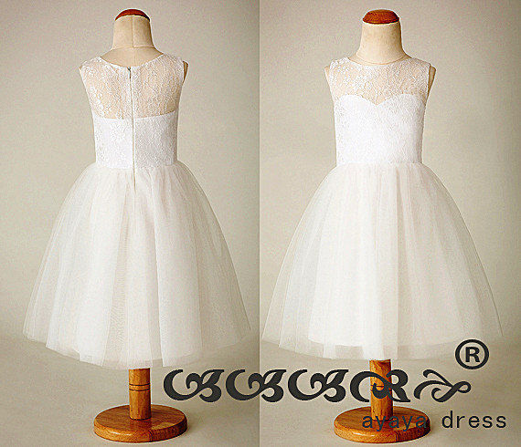 Wedding - lace flower girl dress, junior bridesmaid dress, tulle flower girl dress, girls party dress,cheap bridesmaid dresses, flower girl dress
