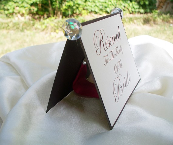 زفاف - 4 Deluxe Embellished Tented Reserved Signs on Premium Layered Cardstock-Embellished Tabletop Wedding Reception Reserved Signs