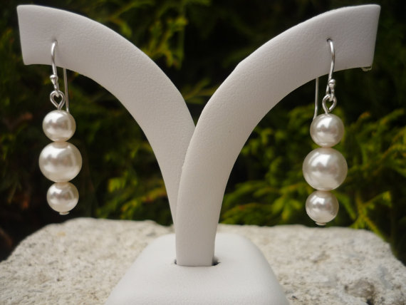 زفاف - Pearl earrings, pearl dangle earrings, pearl drops, bridal pearl earring, bridemaid pearl, June birthstone, pearl silver, white fancy pearl