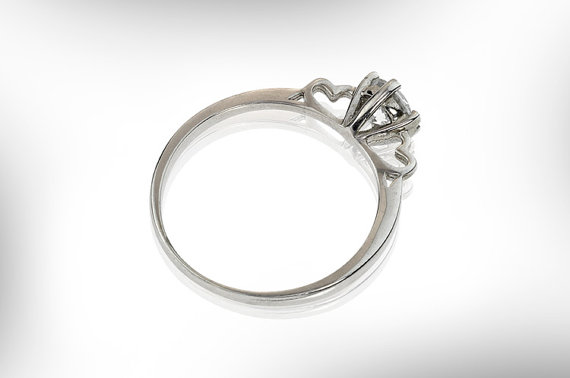 زفاف - White Gold Solitaire Engagement Ring, Diamond Engagemnet Ring, 14k Gold Engagement Ring, FREE SHIPPING