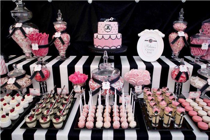 Hochzeit - Pink Black & White Guest Dessert Feature